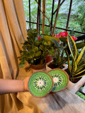 Kiwi Coasters (Pair), hand-crocheted by Mindori