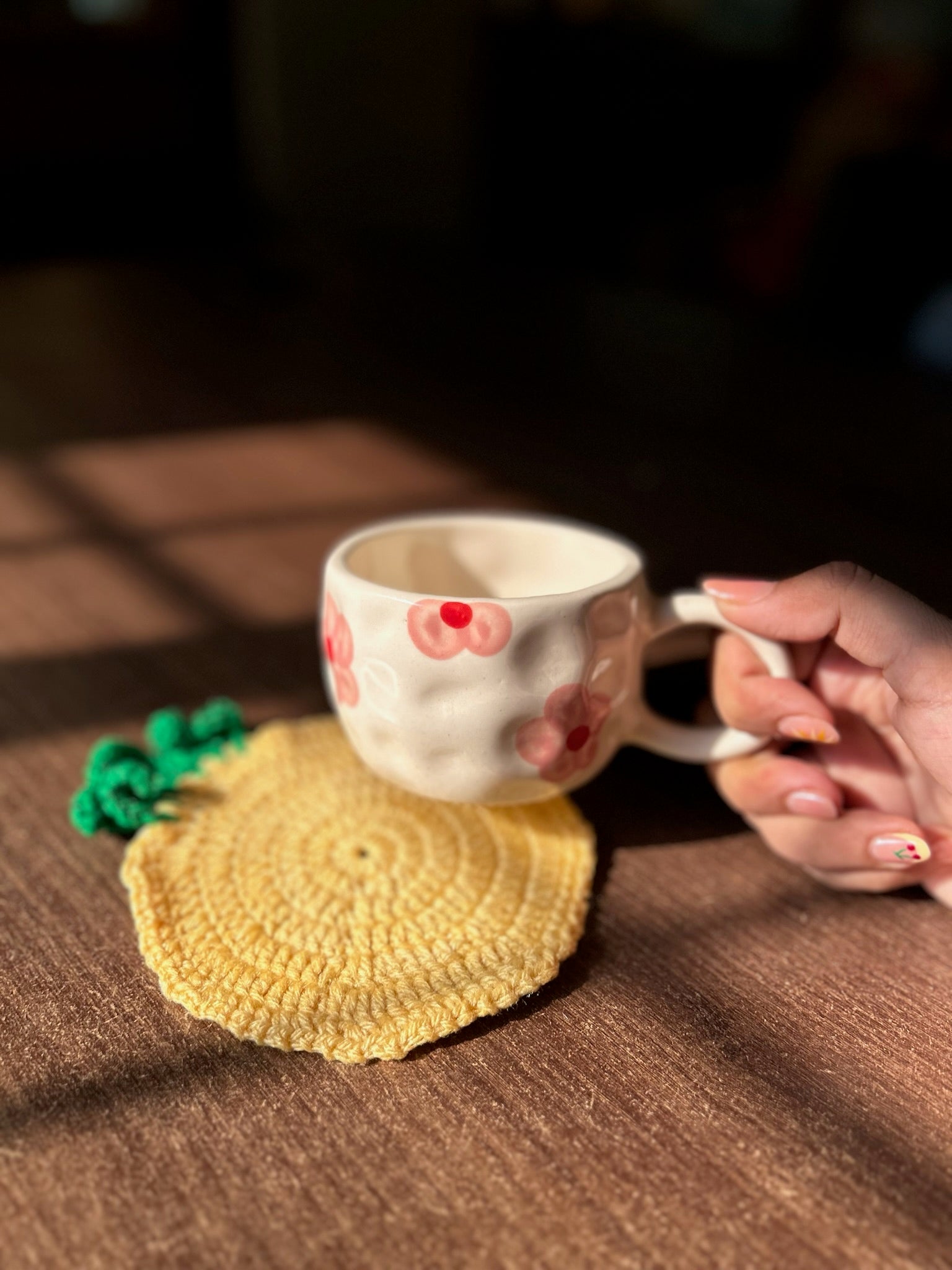 Pineapple Coasters (Pair), hand-crocheted by Mindori