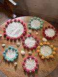 Rose Bouquet Coasters (Pair), hand-crocheted by Mindori