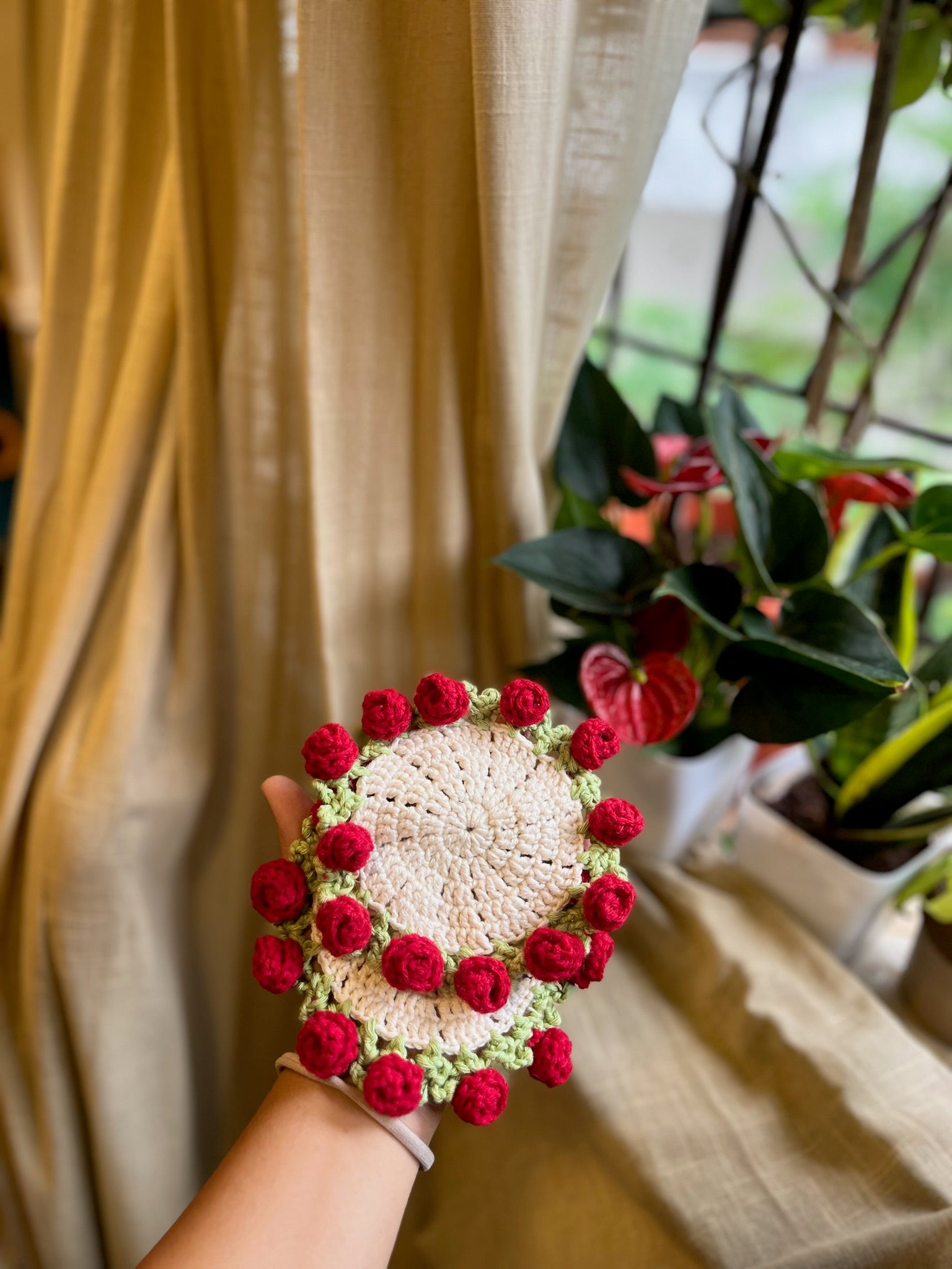 Rose Bouquet Coasters (Pair), another view