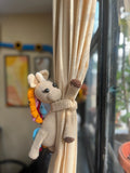 Unicorn Curtain Tie, hand-crocheted by Mindori