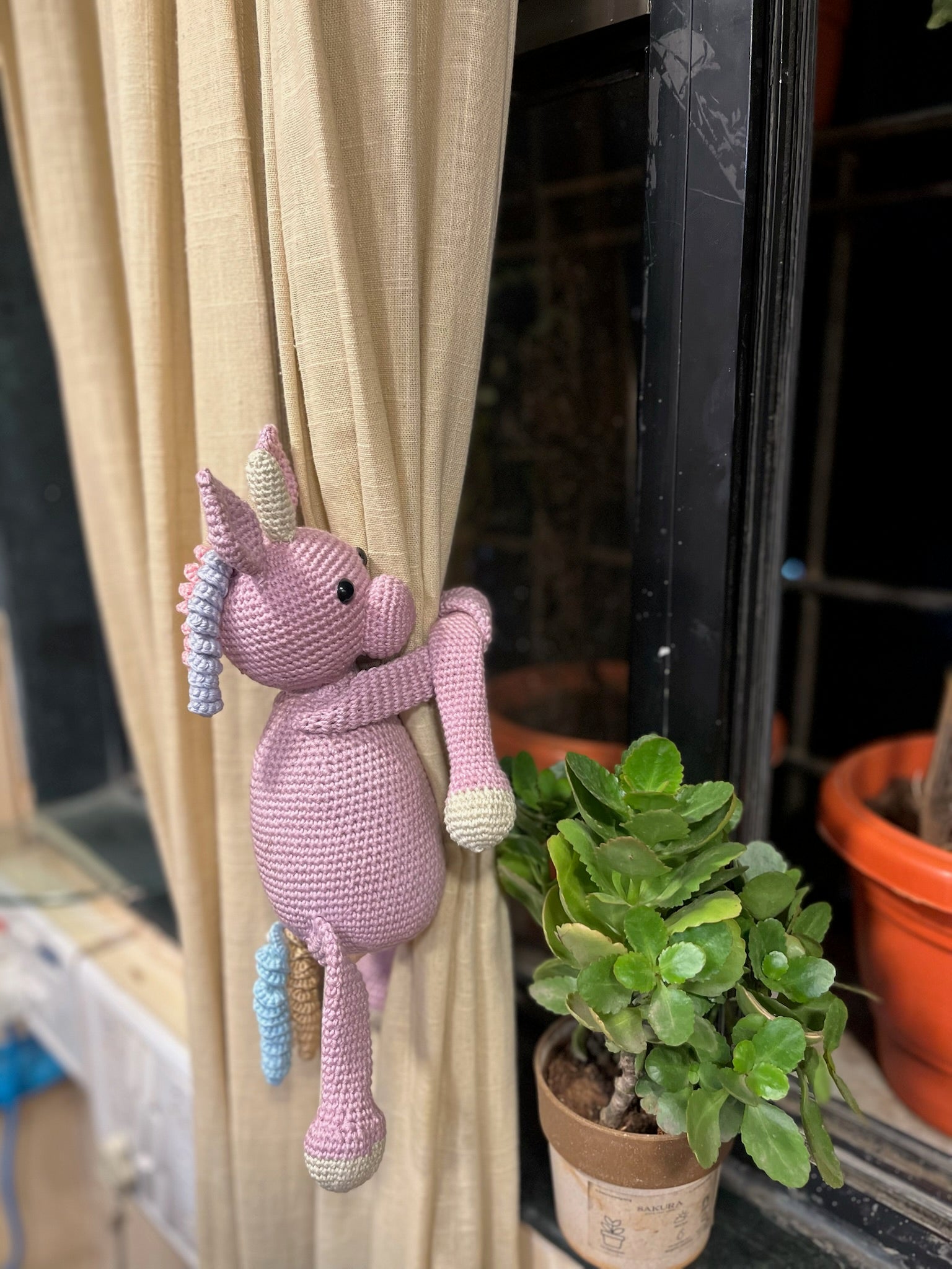 Whimsical Unicorn Curtain Tie, another view