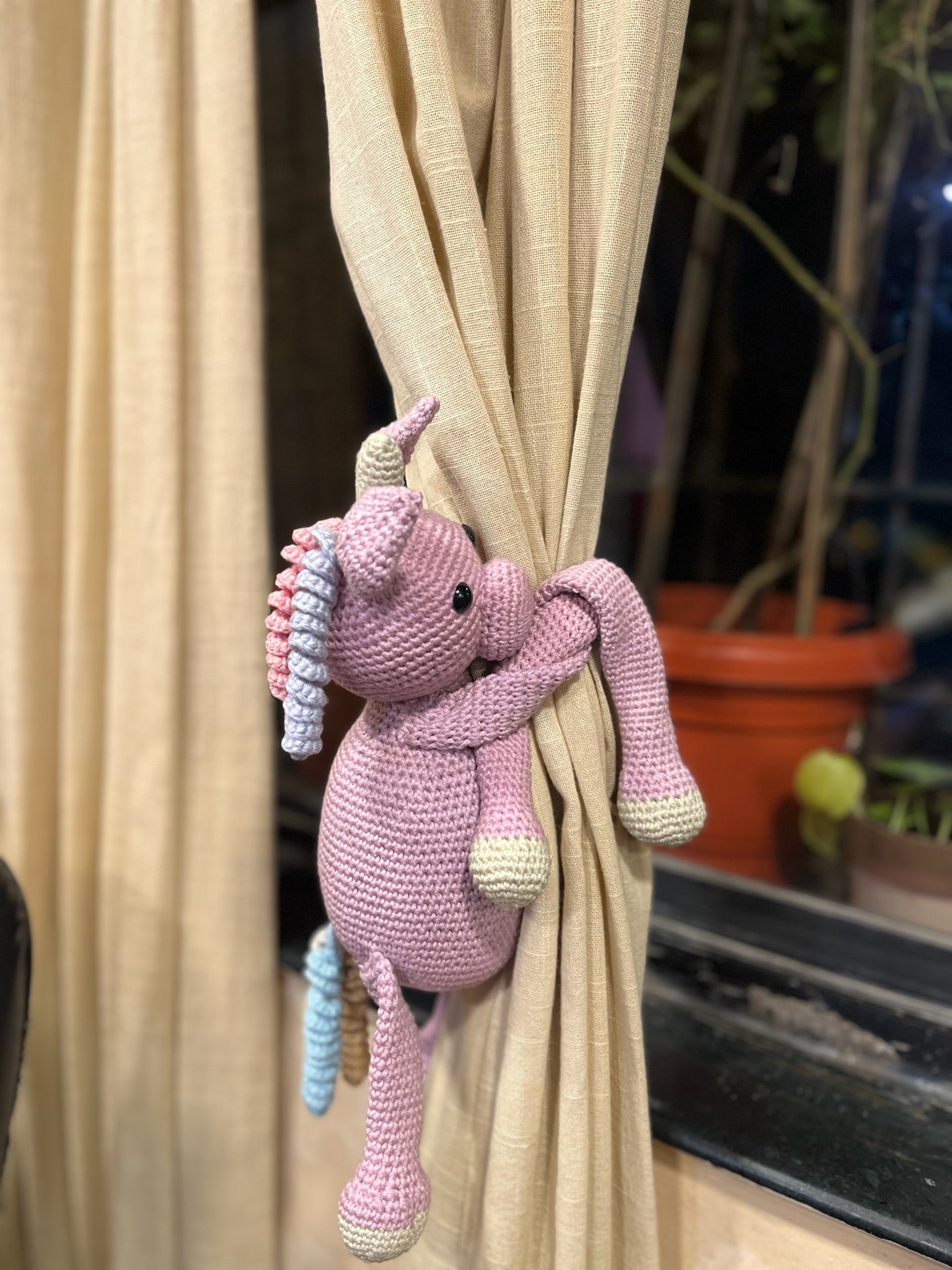 Whimsical Unicorn Curtain Tie, another view