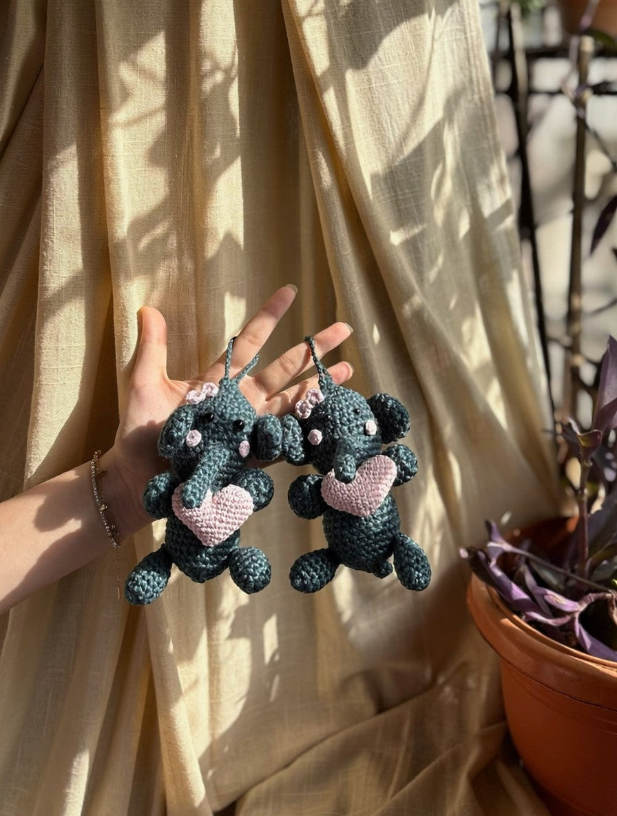 Elephant Charm, hand-crocheted by Mindori