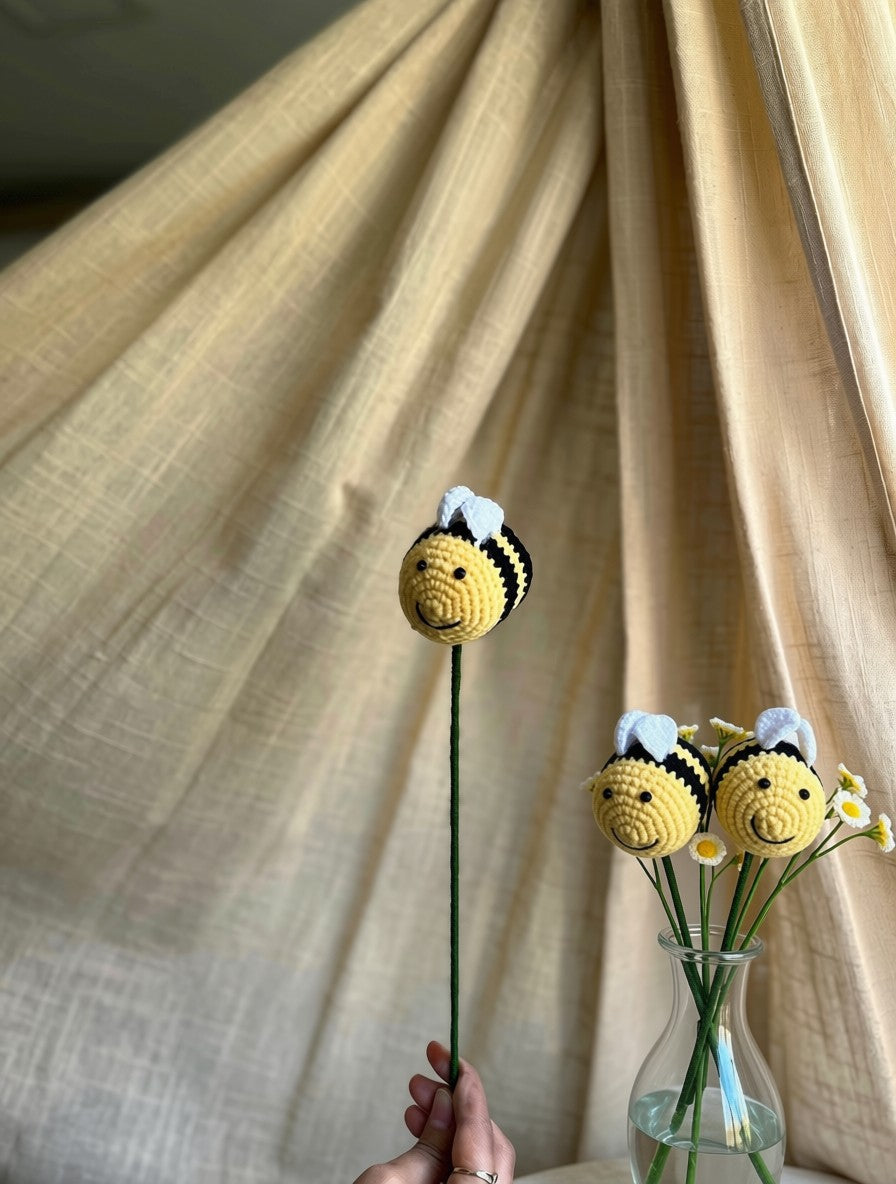 Honey Bee Stick, hand-crocheted by Mindori
