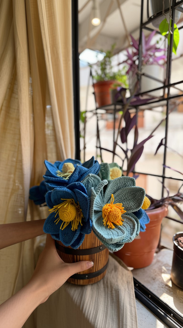 Lotus Flower, hand-crocheted by Mindori