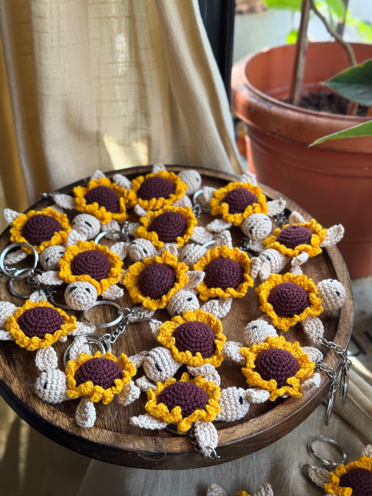Sunflower Turtle Keychain
